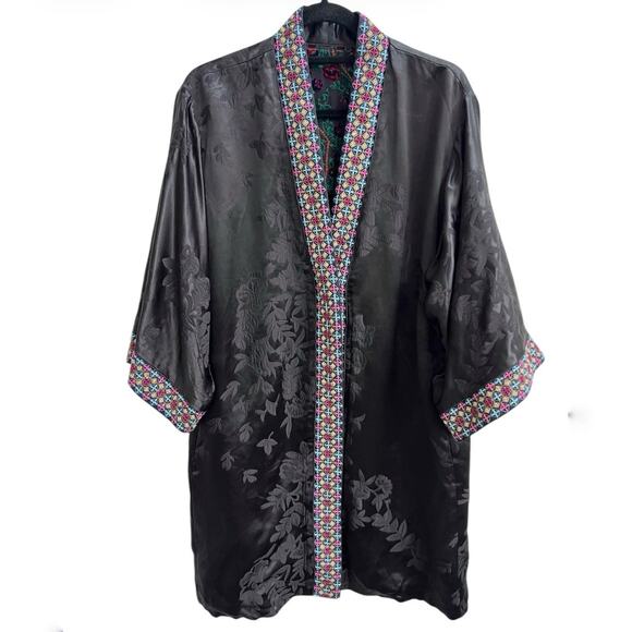 Johnny Was Maggi Short Kimono Sz S Burnt Velvet Beaded Reversible Boho $598 - Picture 4 of 11